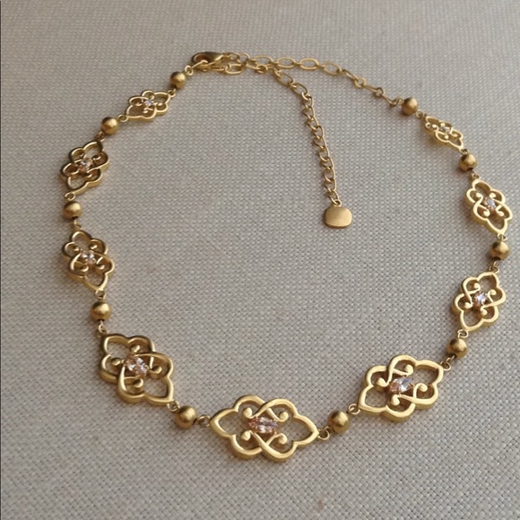 Gold tone & crystal necklace - Picture 2 of 3